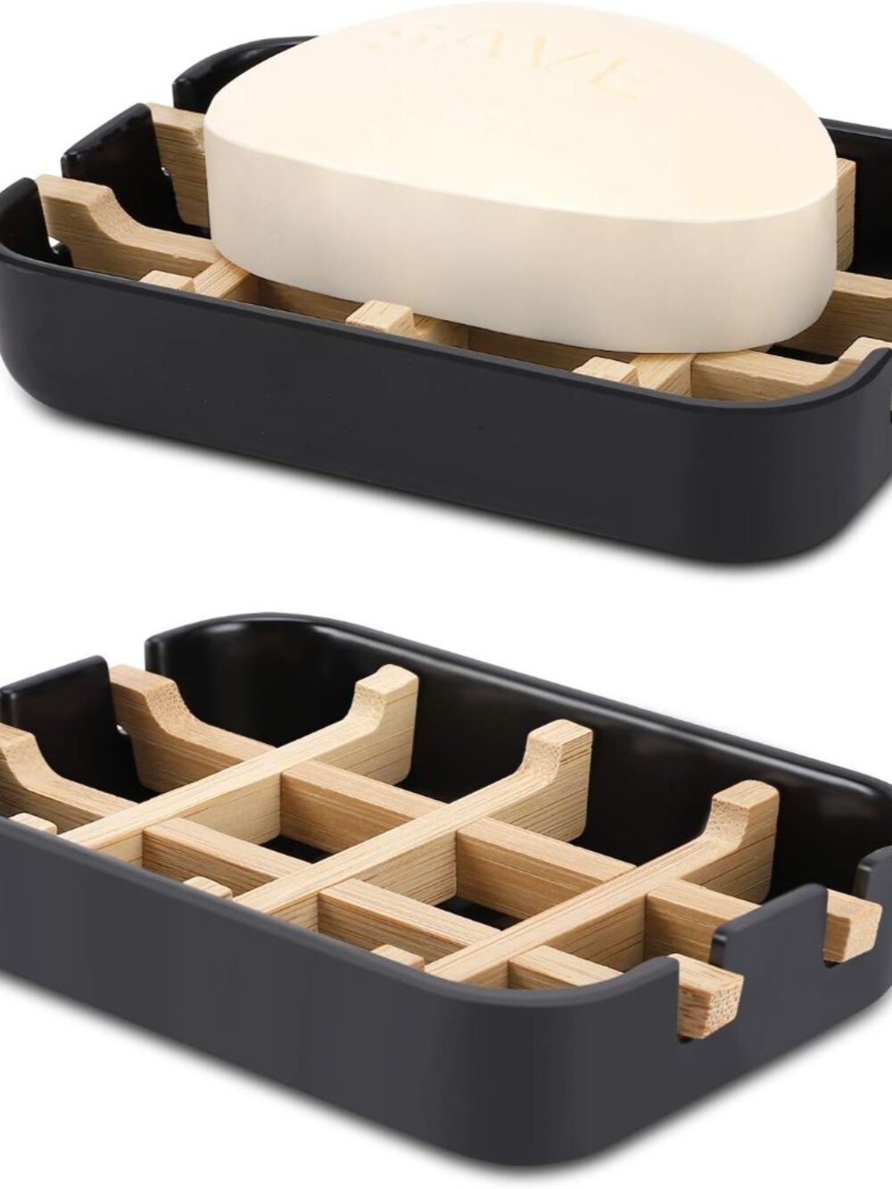 Bamboo Wooden Soap Dishes for Shower with Drainage for Bathroom Bar Soap Holder